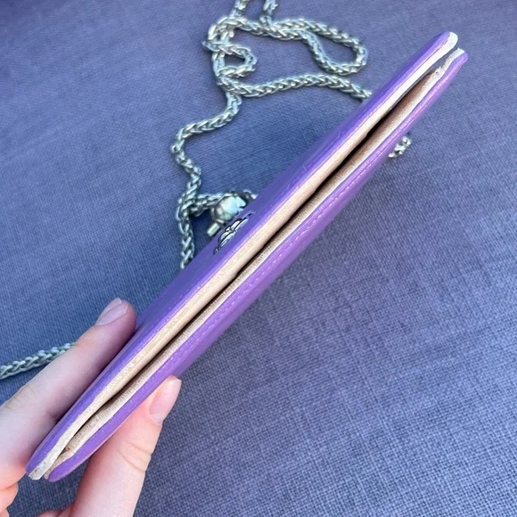 CHANEL Iridescent Purple Camellia CCLogo Leather Long Bifold Wallet Purse Wallets